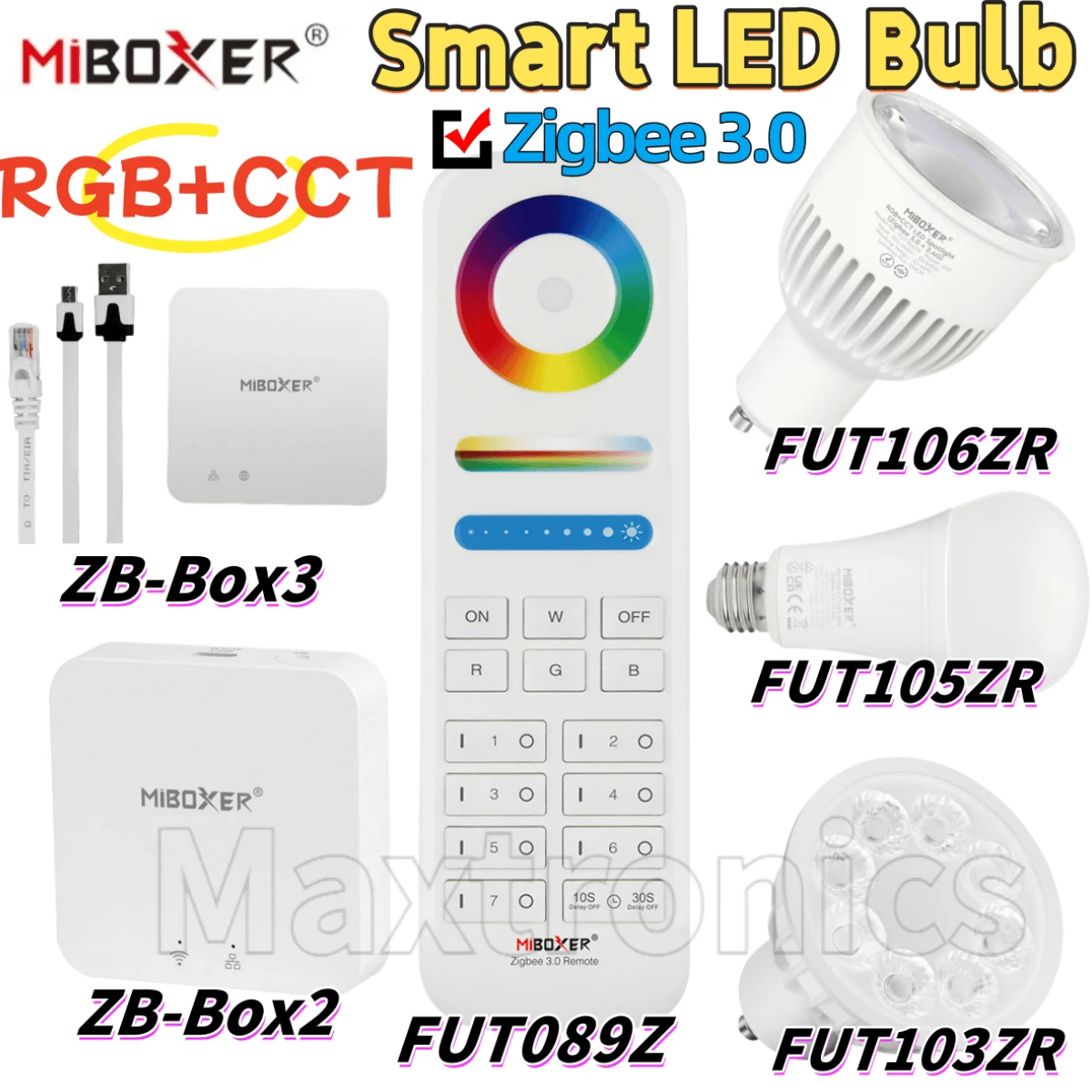 Hot Miboxer Zigbee 3.0+2.4G FUT089Z ZB-Box2/3 Remote Control FUT105ZR E27 12W FUT103ZR 4W/FUT106ZR 6W GU10 Home Smart LED Bulb