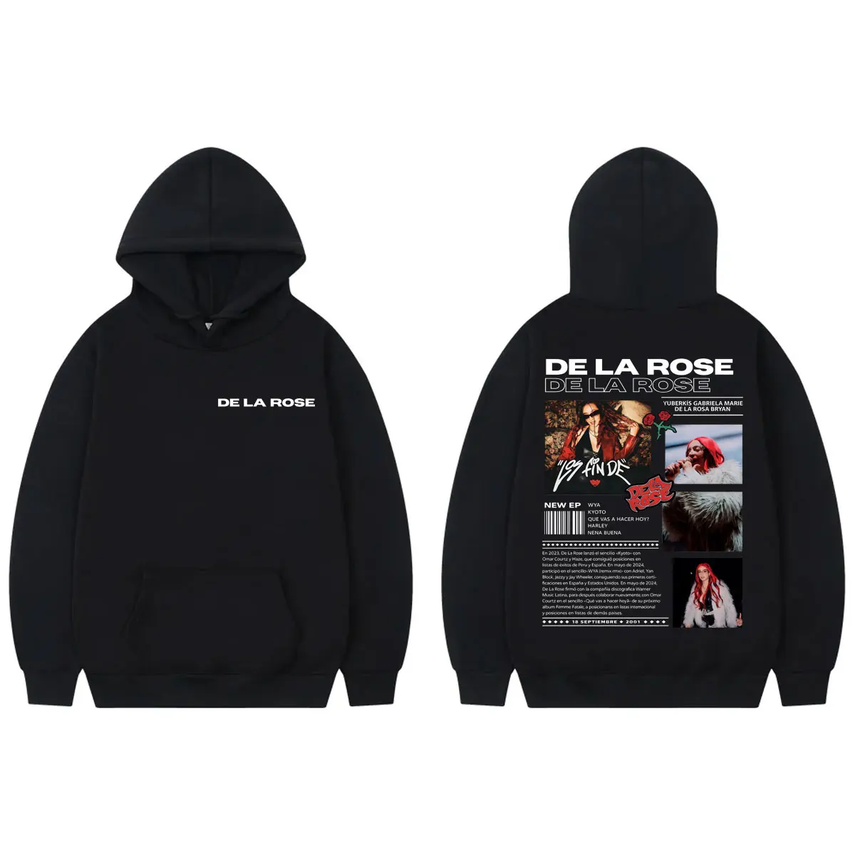

Singer De La Rose Merch Hoodies Men Women Clothing Fashion Pop Music Hooded Sweatshirts High Quality Fleece Oversized Pullovers