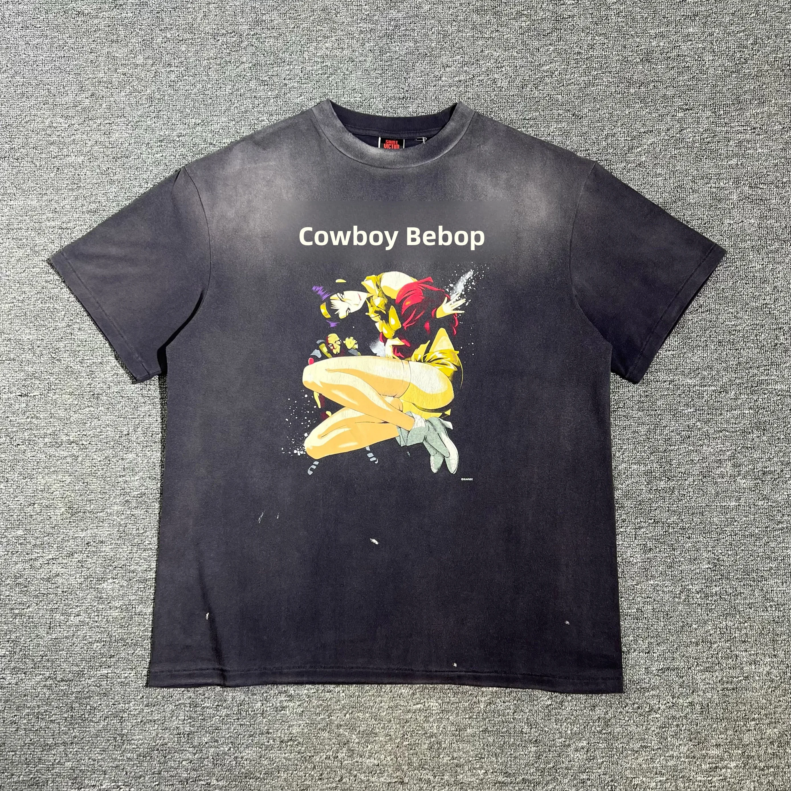 

Saint Mxxxxxxxx × Cowboy Bebop Distred ort Sve футболка молодежная летняя повседневная круглая футболка с принтом Ne для молодых мужчин