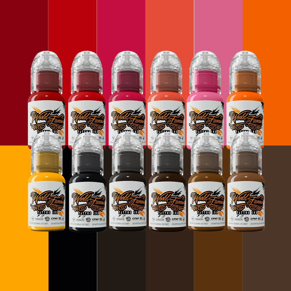 

12PCS Tattoo Ink Set 15ML/Bottle Original Tattoo Pigment Body Color Drawing Art Tattoo Ink Semi-permanent Makeup Tattoo Supplies