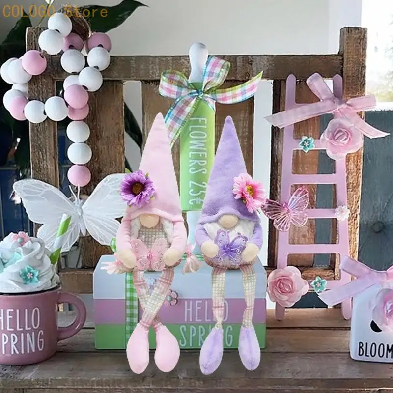 Butterfly Gnomes Spring Decoration Handmade Scandinavian Tomte for Kitchen Home D0LD