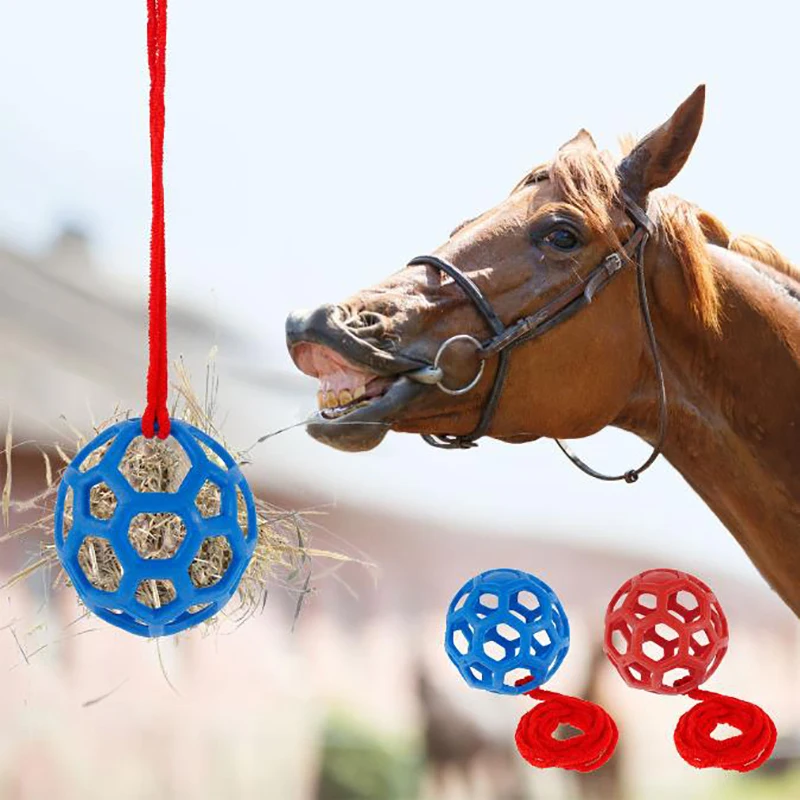 Bola de tratamento de cavalo alimentador de feno bola de brinquedo pendurado brinquedo de alimentação para cavalo cavalo cabra ovelhas aliviar o estresse bola de tratamento de cavalo