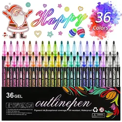 Double Line Contour Pen for Children,Color Dream Metal,Hand Account Fluorescent Pen,greeting Card,Children's Graffiti,Color Suit