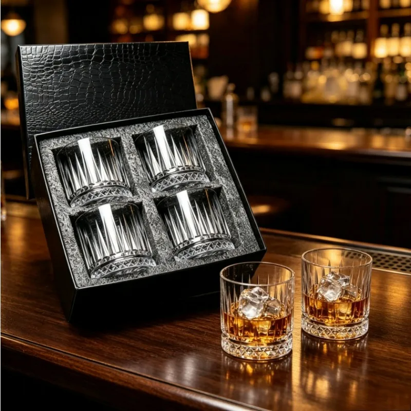 Old Fashioned Whiskey Glasses with Luxury Box - 10 Oz Rocks Barware For Scotch, Bourbon, Liquor and Cocktail Drinks Set Men Gift