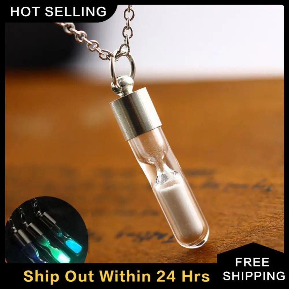 fashion quicksand wish bottle necklace for women men hourglass crystal drift bottle pendant luminous necklace party jewelry