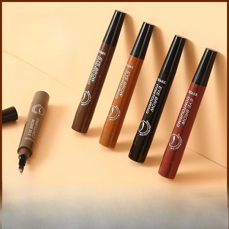 5 Kleuren Wenkbrauw Pen Waterdicht 4 Vork Tip Wenkbrauw Tattoo Potlood Niet Zwak Kleurstof Extreem Fijne Wenkbrauwpotlood Make-Up tool
