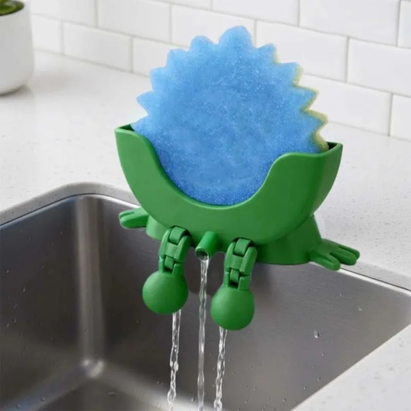 Soporte para Esponjas Sonrientes, Escurridor de Esponjas y Jabón, Organizador de Fregadero y Encimera de Cocina para Scrub Daddy