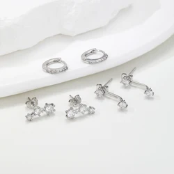 3-Piece Silver Gold Plated Earring Sets For Women Dainty Stud Huggie Hoop Earrings For Multiple Piercing Hypoallergenic Jewelry
