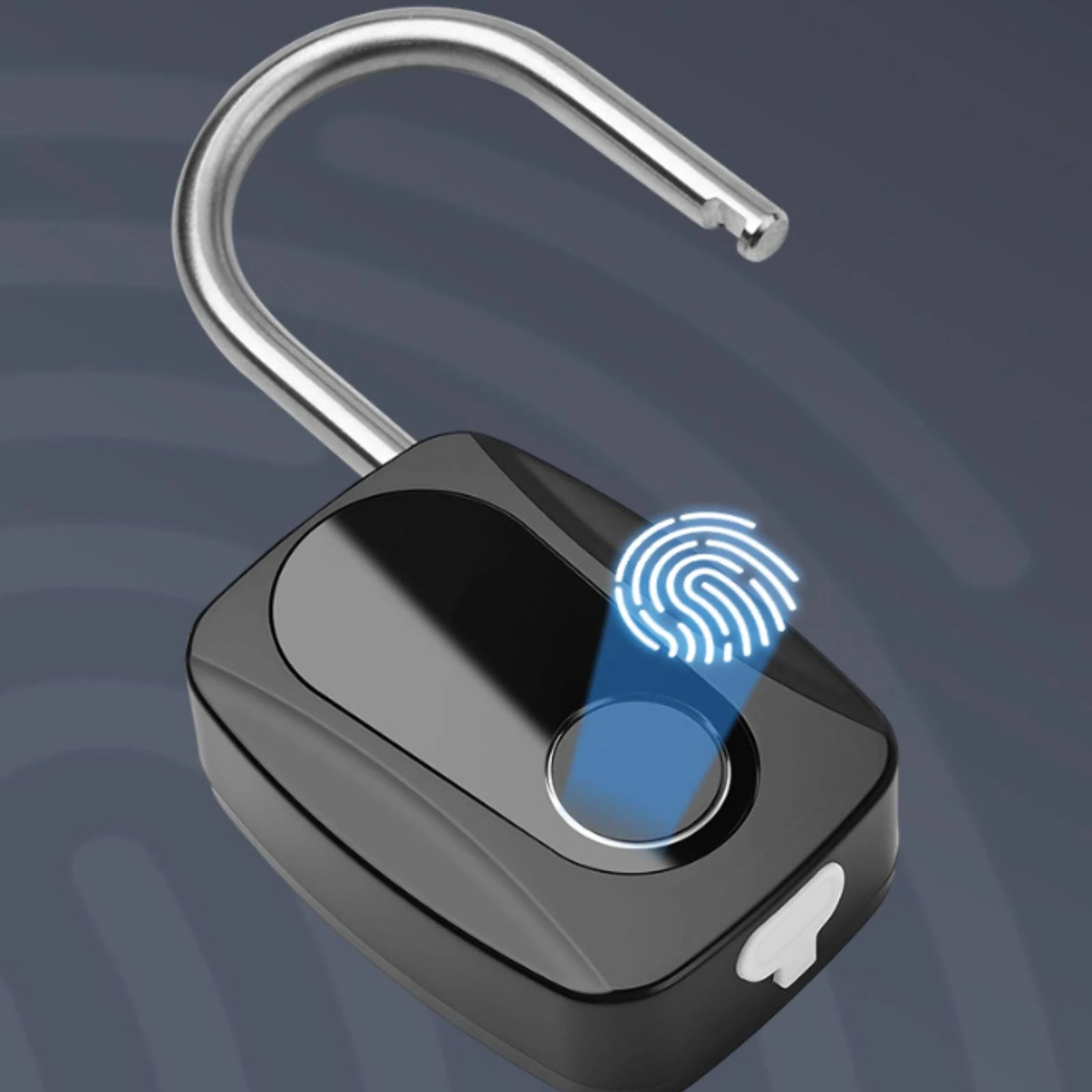 Smart Biometric Padlock Type-C Charging Biometric Padlock Security Hardware Curved Steel Shackle Keyless