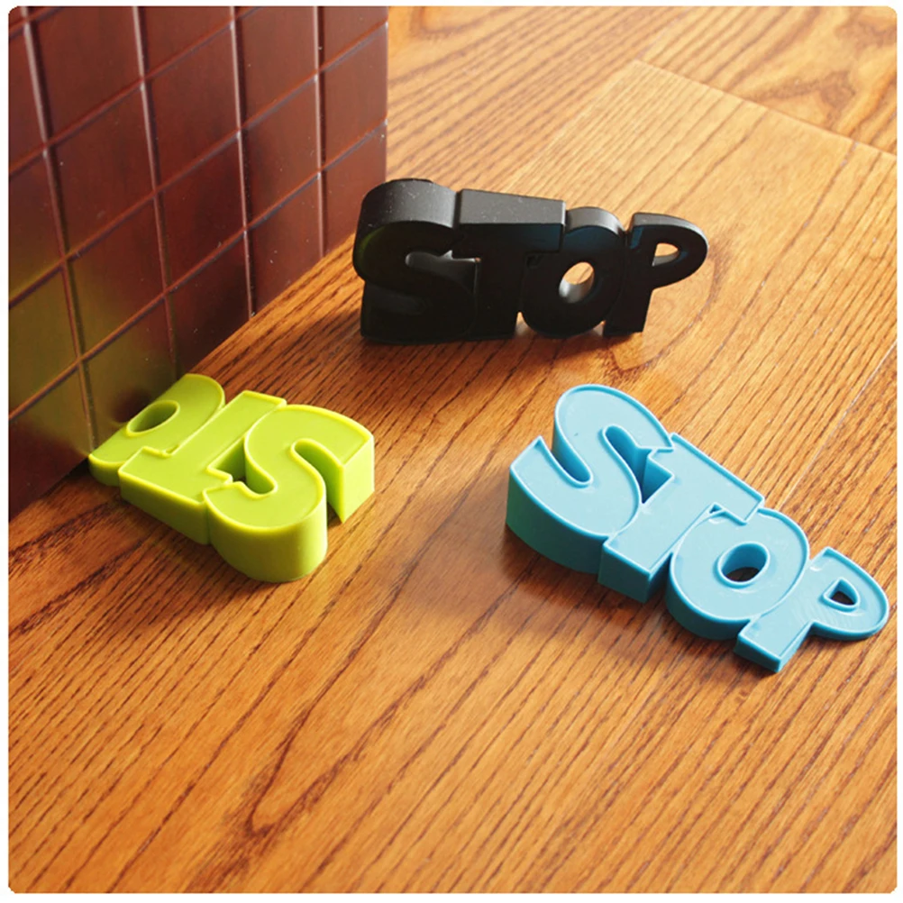 

2pcs Silicone Door Stopper Windproof Anti-Slam Suction Design Letter Style Bumper For Home Safety Door Holder Protector