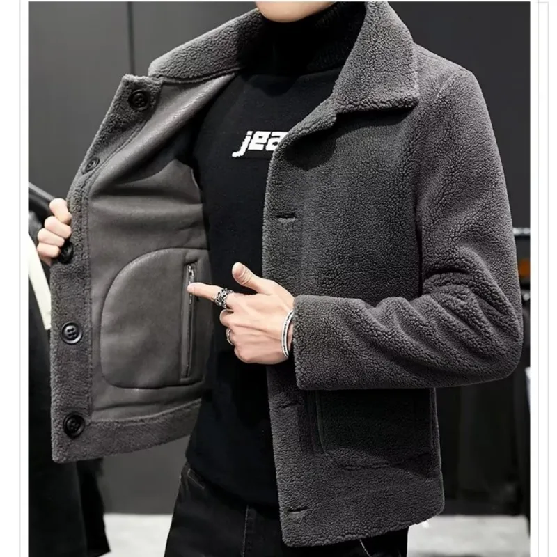 2023 Autumn and Winter New Men\'s Fashion Trend Suede Double Sided Leather Coat Jacket Men\'s Leisure Tourism Warm Coat