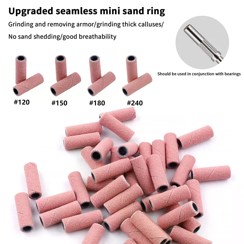 Nail Mini Sanding Ring Bands 3MM Electric Manicure Nail Drill Bits 120/150/180/240 Grit Gel Nail Polish Removal Manicure Tool
