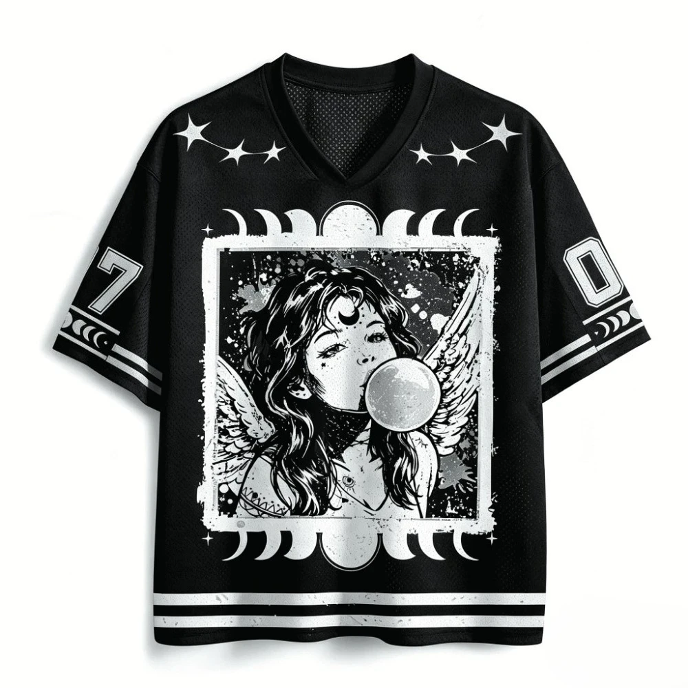 Harajuku Gothic Angel Bubble Gum 3D-Druck Atmungsaktives Schnelltrocknendes T-Shirt für Männer und Frauen Outdoor Street Casual Sport Eltern-Kind-Bekleidung – Detail 4