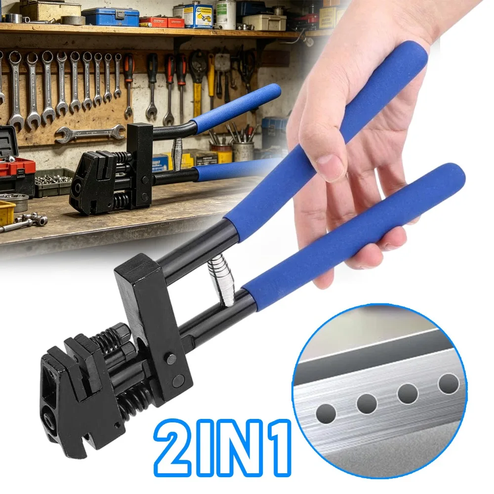 Ergonomische Bördelzange, Stanzwerkzeug für 5mm Löcher, Blechhandwerkzeug mit 22mm Backenbreite, 10,8mm Max. Tiefe, 285mm Länge für Edelstahl, Aluminium, Eisen