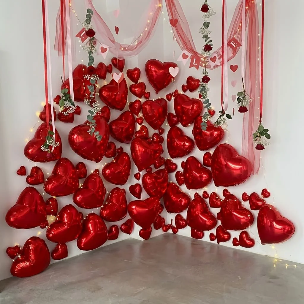 Geburtstags-Buchstabenballon-Set Rote Herzballons für Valentinstag Hochzeit Babyparty Geburtstag Jubiläum Romantische Dekoration – Detail 4