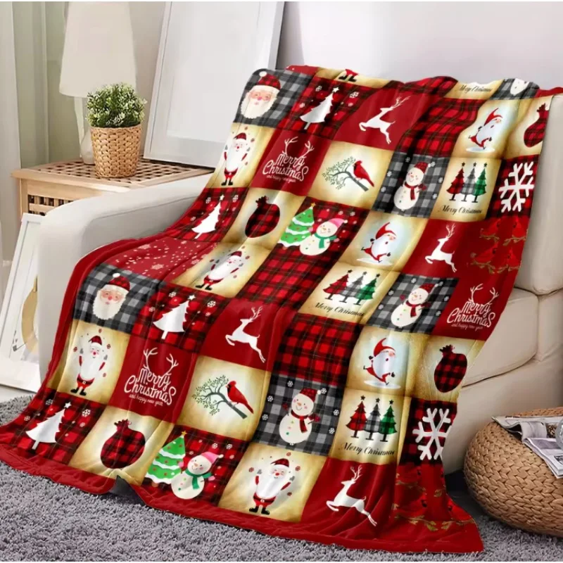 الفانيلا بطانية عيد الميلاد موضوع سانتا كلوز ثلج والأيائل أنماط بطانية مطبوعة هدية الأريكة أريكة تتحول لسرير سيارة بطانية سفر