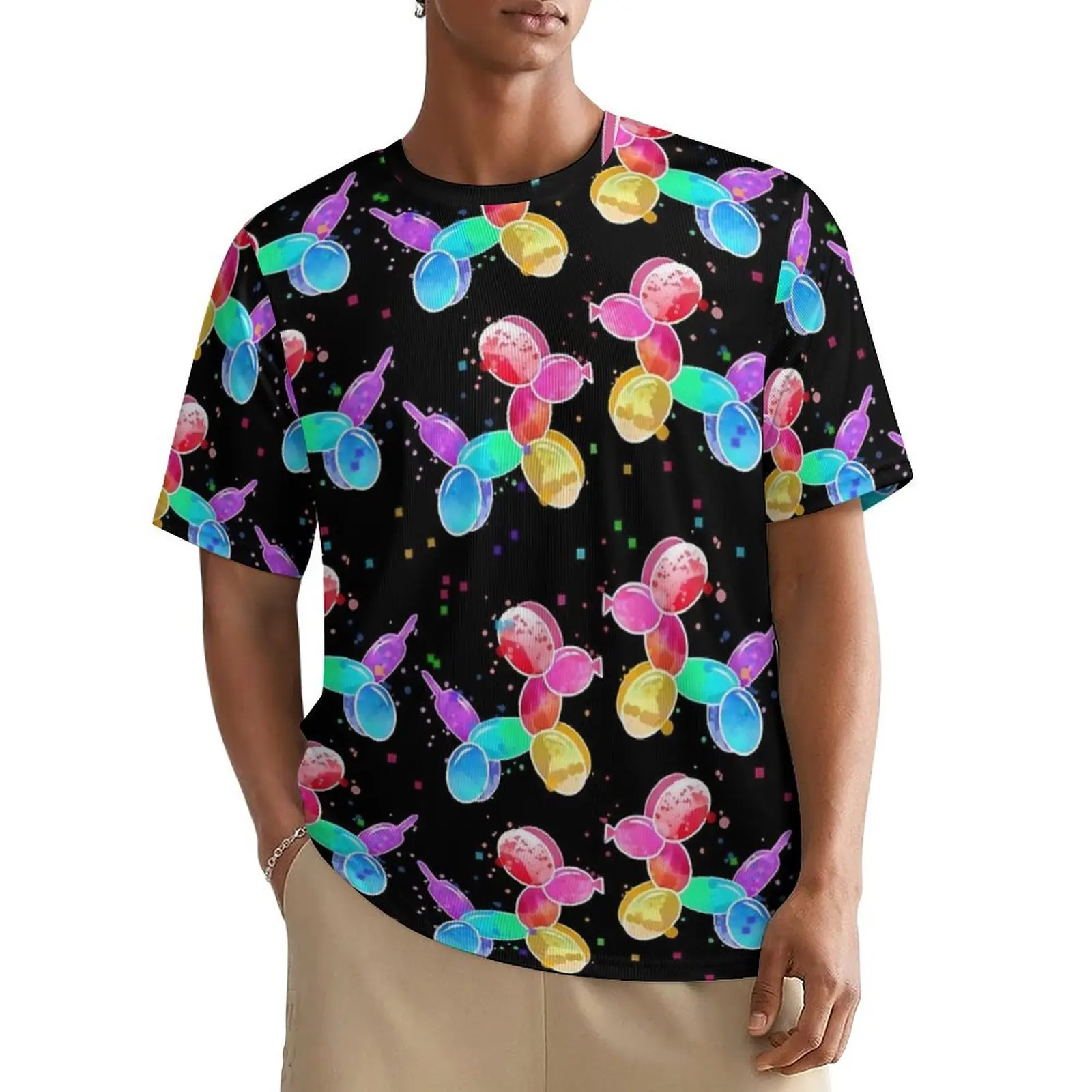 Akwarela balon psy T Shirt koszulki w stylu Harajuku męska podstawowa koszulka plażowa z krótkim rękawem projekt najlepsze koszulki duże rozmiary