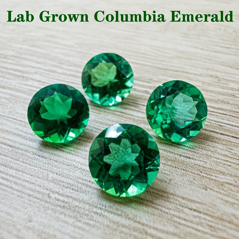 

Lab Grown Columbian Emerald Round Shape Hand-cut Gemstone VVS1 Selectable AGL Certificate for Jewelry Rings Earrings Making