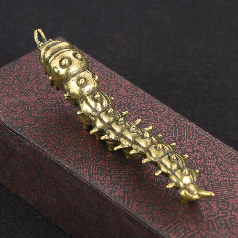 Retro Brass Caterpillar Figurines Miniatures Funny Desktop Ornament Decorations Crafts Prank Insect Toy Gifts Antique Collection