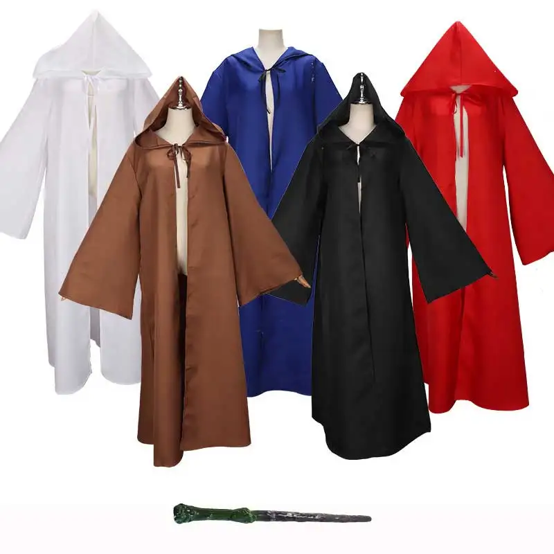 

Obi Ｗan Robe Costume Adult Men Medieval Cloak Priest Witch Halloween Costume