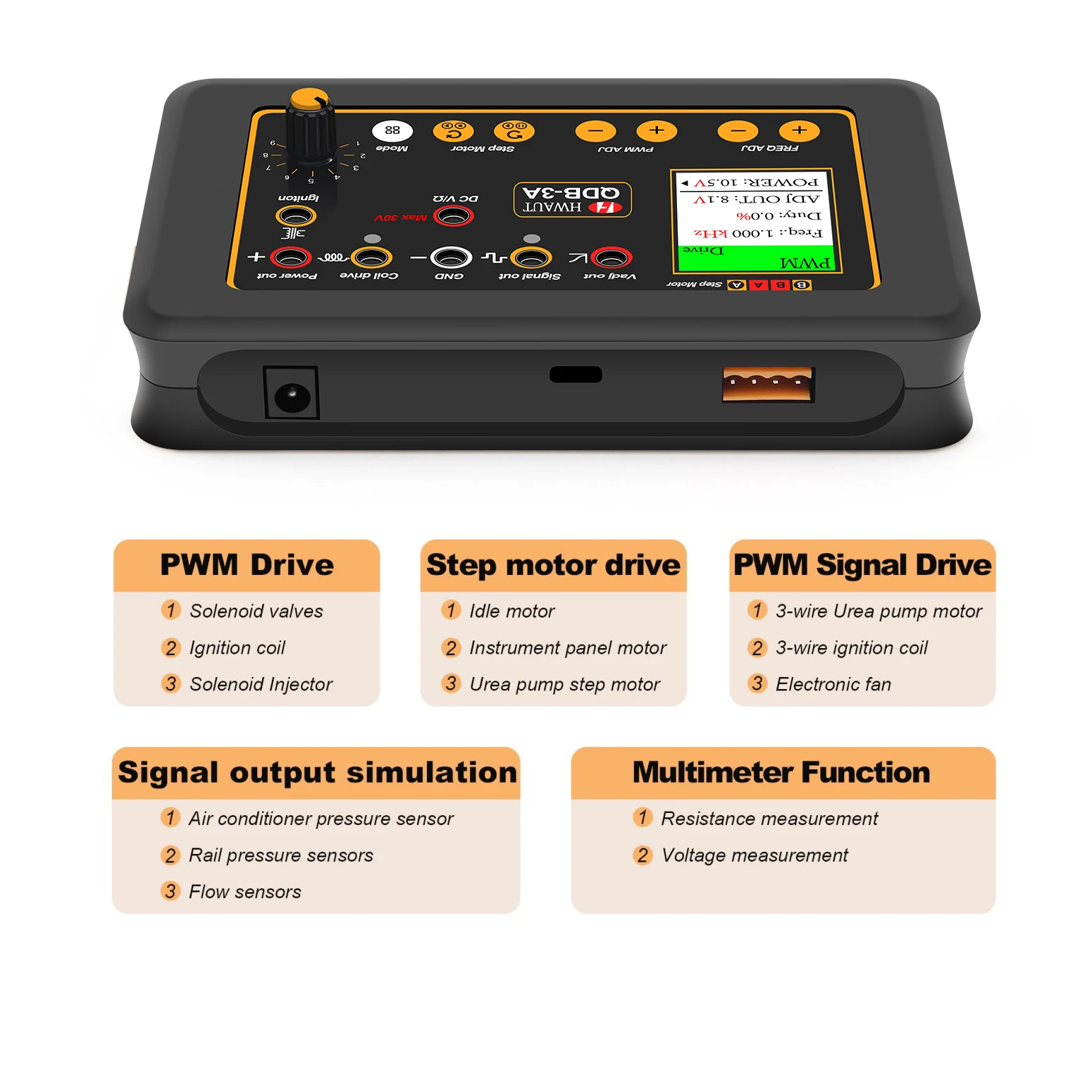 Picture 3: QDB-3A 2A Auto Ignition Coil Tester Car Idle Stepper Motor Solenoid Valve Injector Actuator Fault Detector Driver PWM Generator