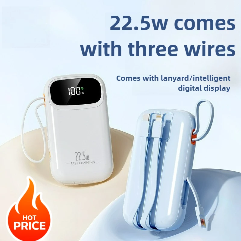

20000mAh 5V 22.5W Fast Charging Power Bank with Built in Cable Custom Large Capacity Portable Charger