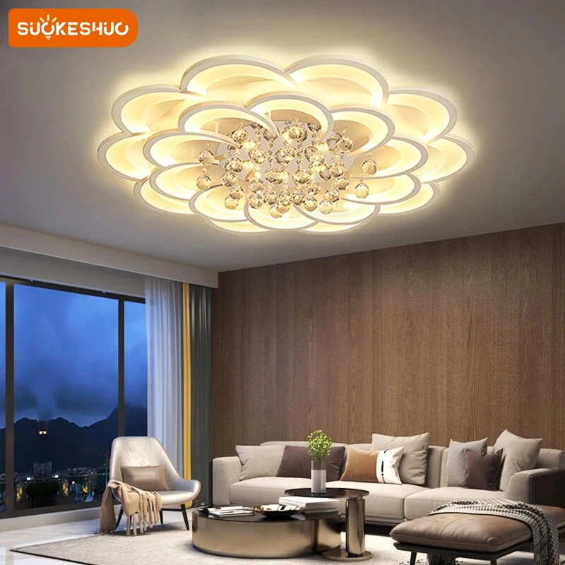 luz de teto grande forma de flor led moderno dimmable flush mount luminaria sala de estar quarto quarto de crianca 01