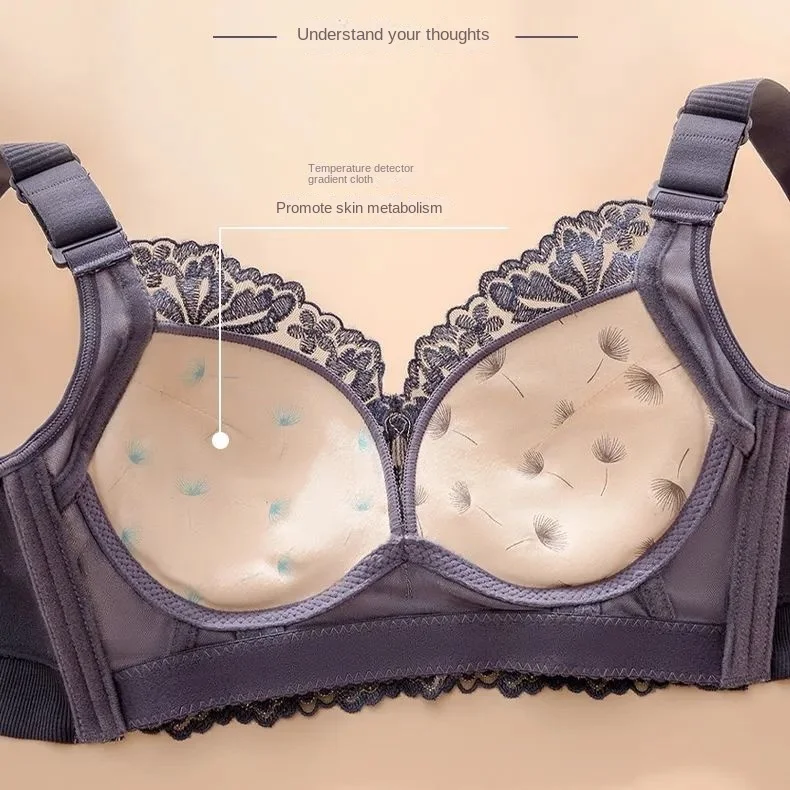 Embroidered Lace Underwear Women Gather Together to Show a Large, Thick, Non Prolapse, Thin Cup Bra Without Steel Ring