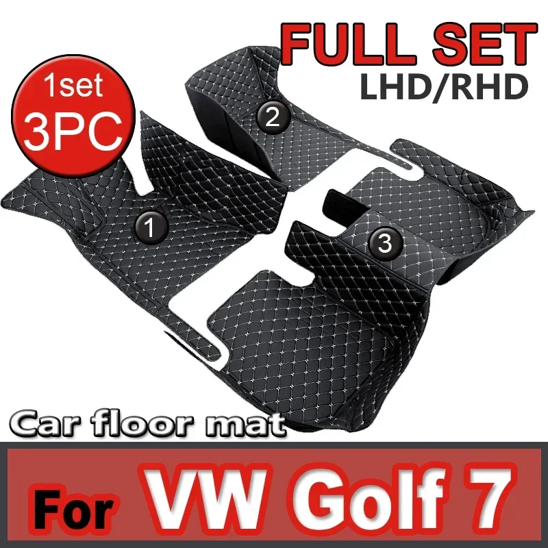 Car Floor Mats For Volkswagen VW Golf 7 7.5 GTE GTD GTI 2012~2020 Carpets Leather Mat Rugs Pad Interior Parts Car Accessories