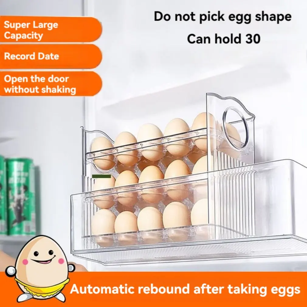 2024 New Egg Storage Box Rotating Egg Refrigerator Organizer Food Containers Egg Case Holder Dispenser Kitchen Storage Boxes