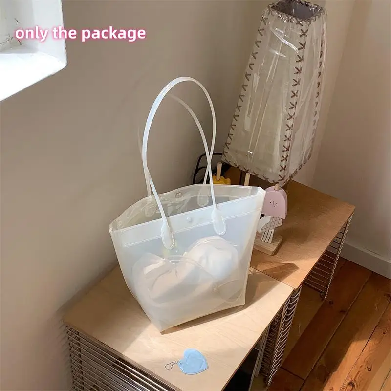 Transparente PVC-Eimertasche, wasserdichte Damen-Tragetasche mit Innentasche, bunte Dopamin-Handtasche für den Arbeitsweg mit großem Fassungsvermögen – Detail 19