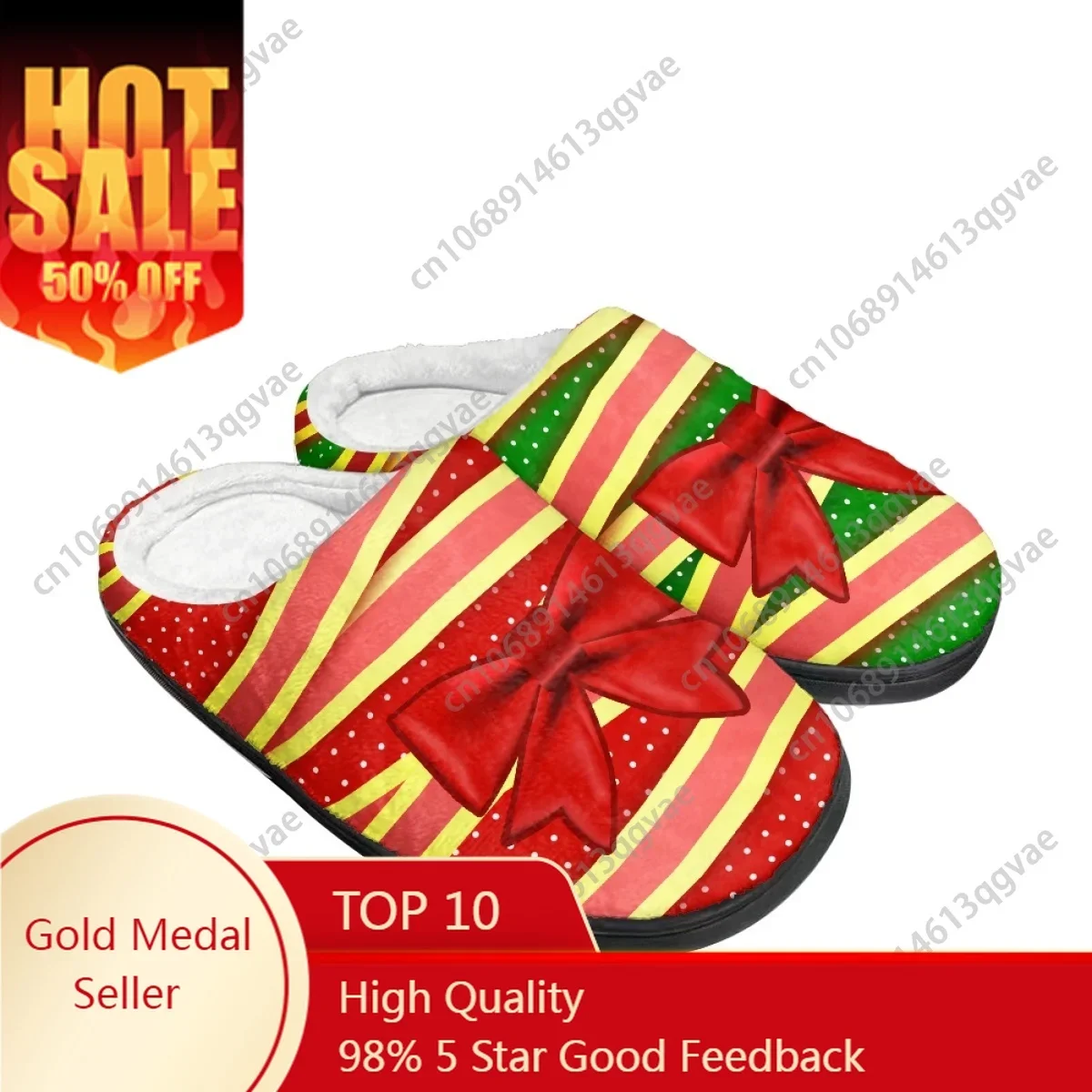 

Christmas Gift Dessert Candy Cane Cake Pattern Home Cotton Slippers Mens Womens Teenager Plush Bedroom Keep Warm Custom Slipper