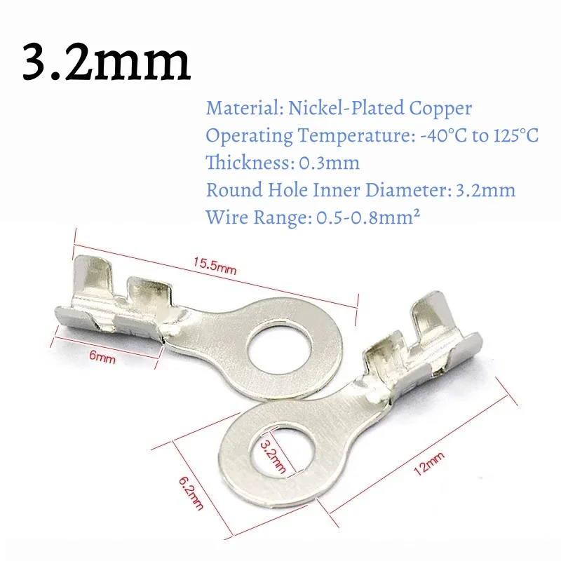 20pcs Terminal block DJ431 Crimp Terminal 3.2mm 5.2mm 6.2mm 8.2mm  4.3mm Round/O-Type Grounding Lug Crimp Terminal