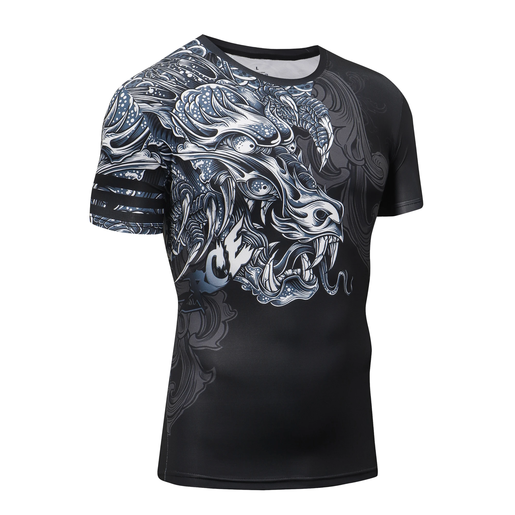 

Men's Short Sleeve T-Shirt Compression Shirt 3D Printed Dragon Pattern O-Neck Trim Top Fitness Sports T-Shirt Free Sleeve Covers