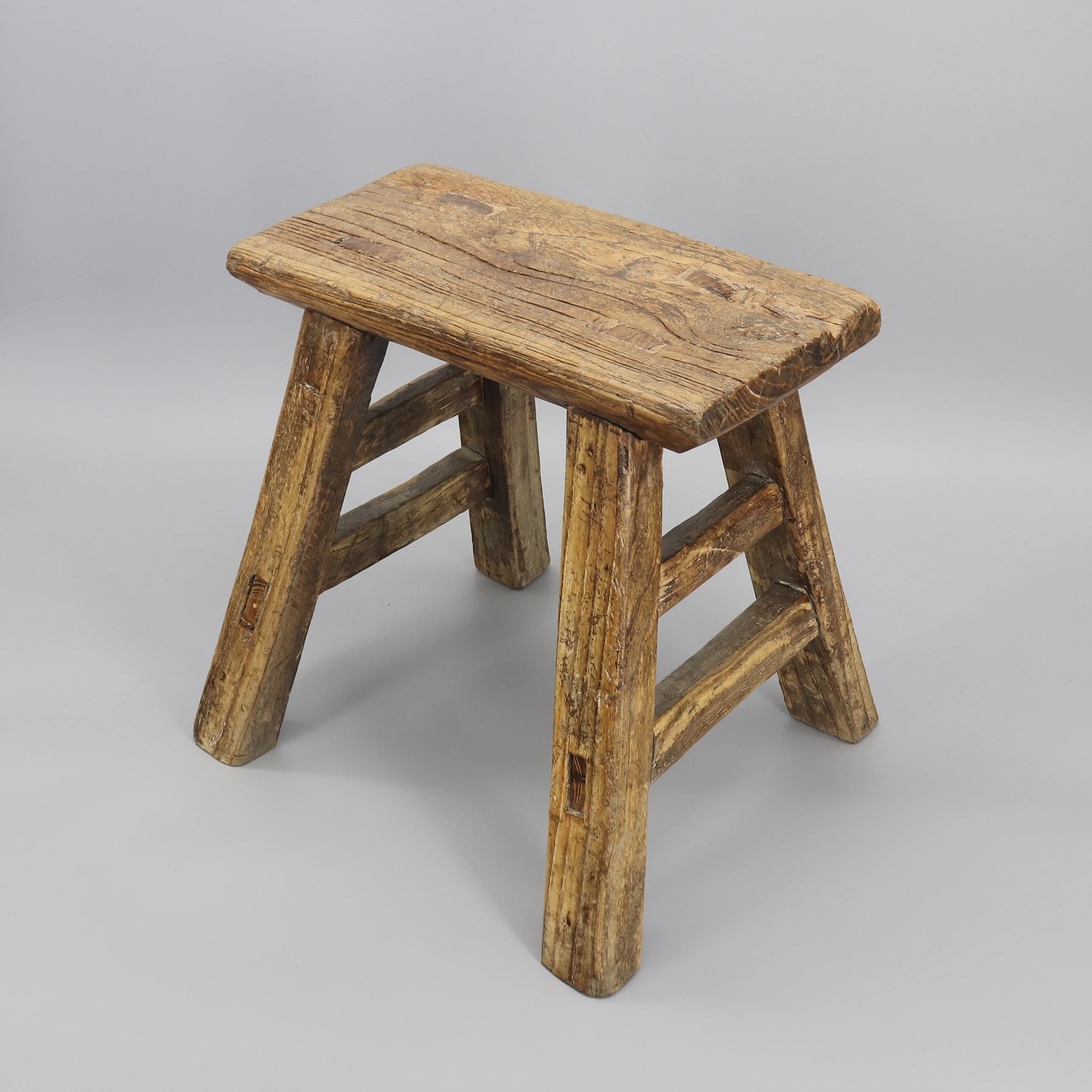 Refurbished Old wooden stool, Big size, Solid wood, Side table, Wooden pedestal, Chinese antique