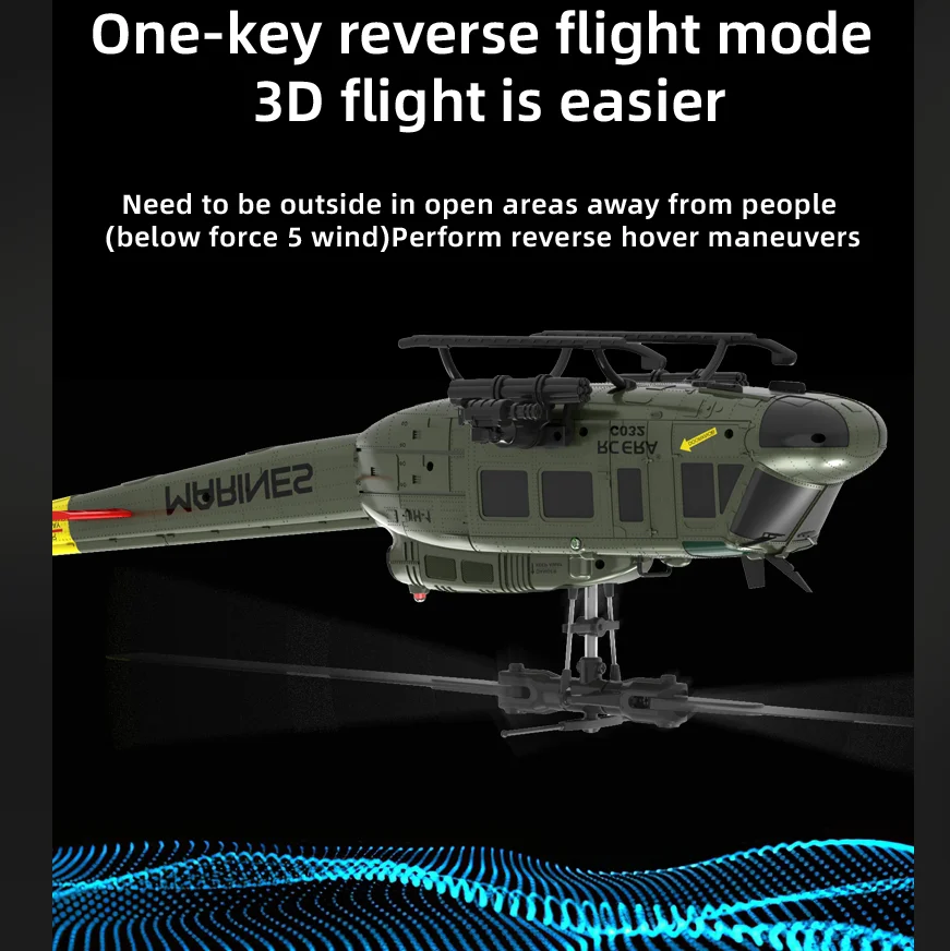 RC ERA UH-1 Huey 2.4G Helicóptero de Controle Remoto 6-CH Giroscópio de 6 Eixos One-Key Invertido Acrobático Inteligente Modelo de Aeronave RC