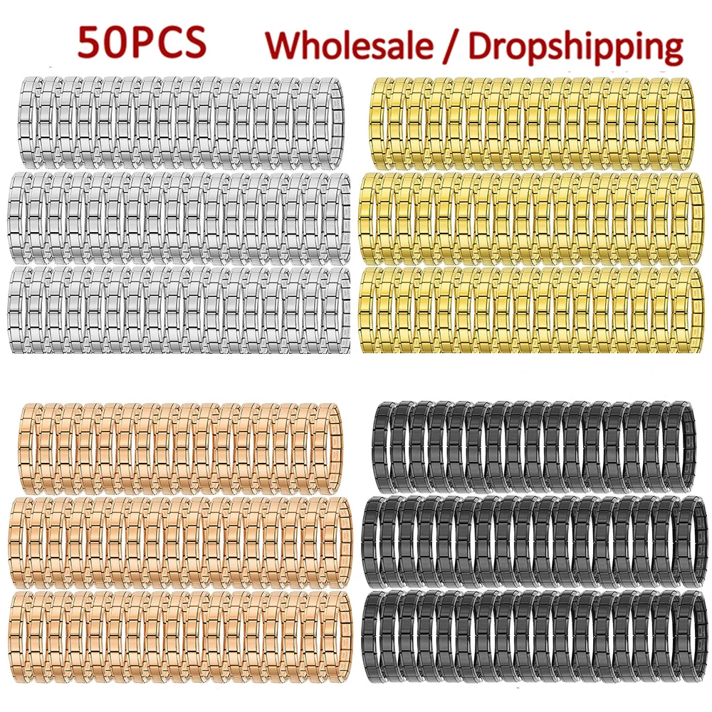 

50 шт. оптом: эластичные квадратные браслеты из нержавеющей стали 9 мм в итальянском стиле для женщин и мужчин, модные, для самостоятельного изготовления украшений, дропшиппинг