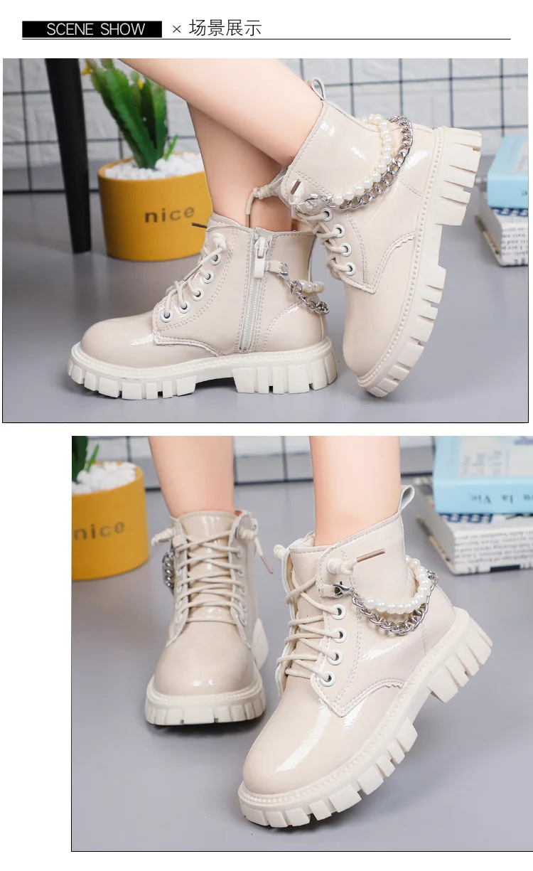 2026 Neue Kinder-Lederstiefel Chelsea Wasserdichte Kindersneaker Beige Kleinkind-Schneestiefel Mädchen Herbst-Winter-Schuhe – Detail 13