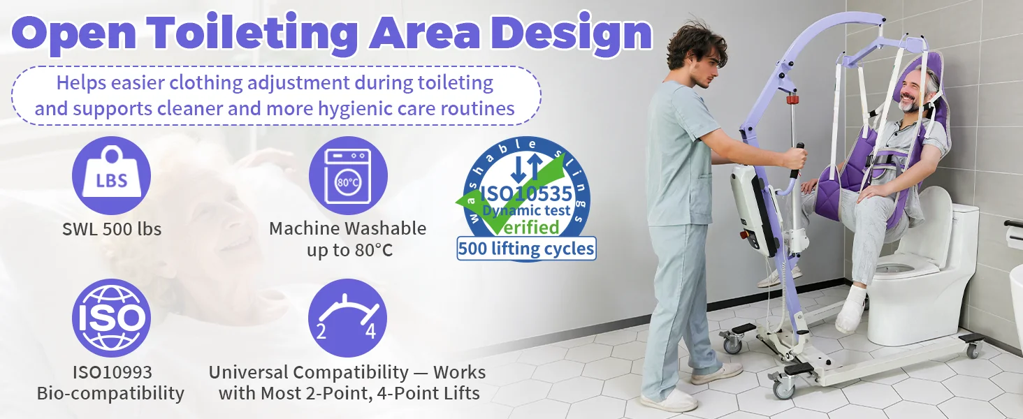 Ehucon Toiletten- und Patientenliftergurt, Weicher Transfersling, Atmungsaktiver Liftergurt für Ältere und Behinderte Patienten – Detail 3