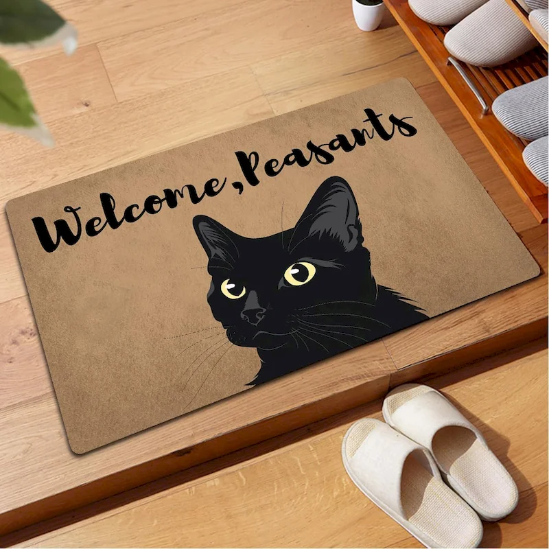 VIKAMA Cute Pet Welcome Floor Mat, Entrance Anti Slip Water Absorbing Door Mat, Bedside Soft Floor Mat, Home Decoration