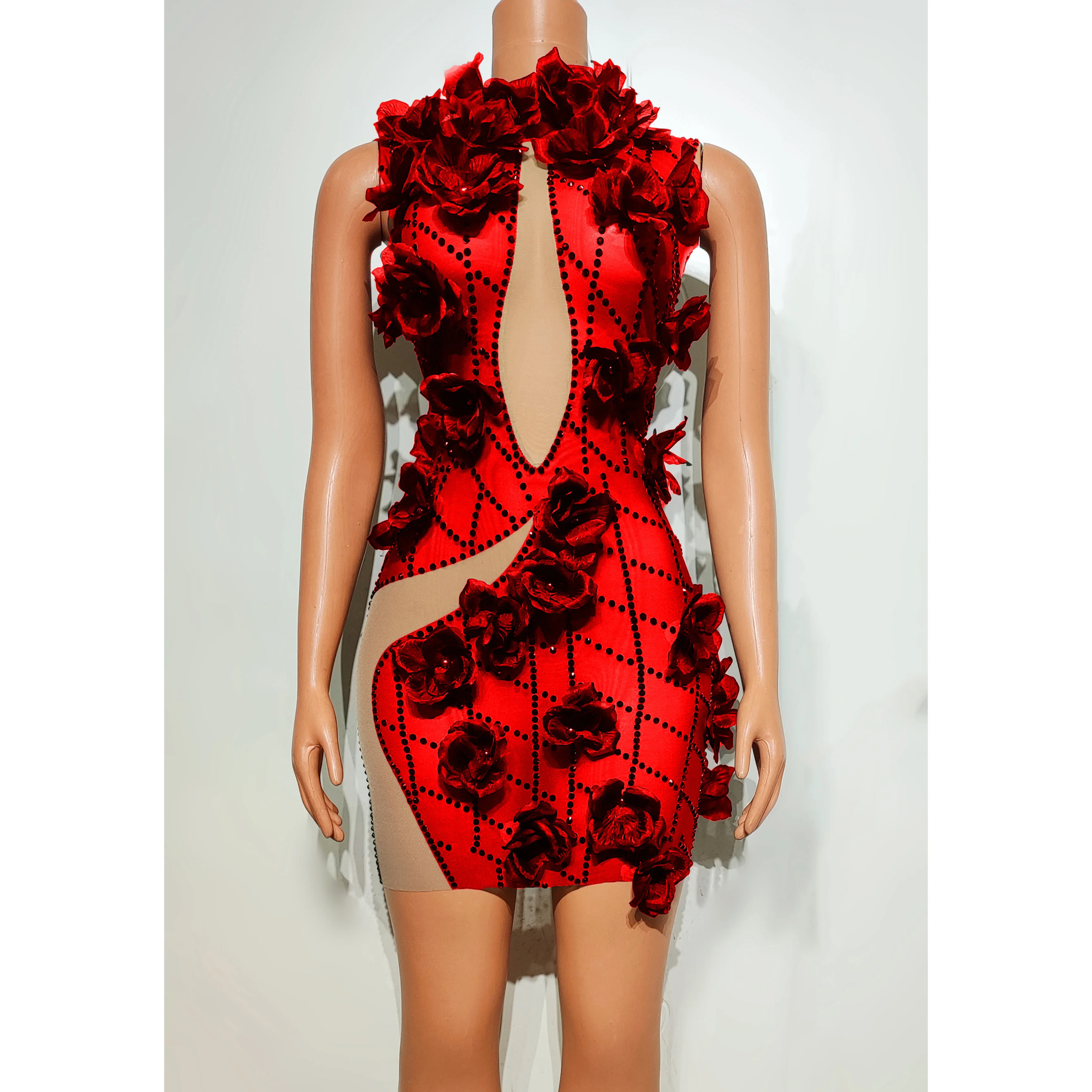 Strój do tańca gogo dla kobiet, kostium na imprezę tematyczną, do klubu nocnego, baru, rave'u, dopasowana sukienka w kwiaty, seksowny strój na występy sceniczne, model yj271