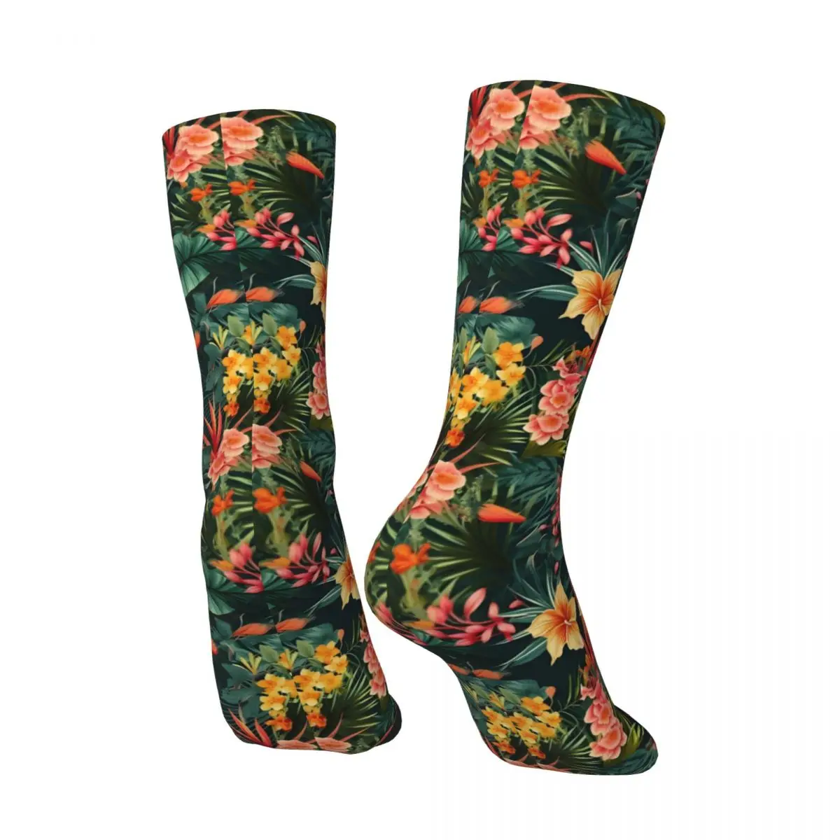 Retro Tropical Paradise Pattern Men's compression Socks Unisex Street Style Seamless Printed Novelty Crew Sock