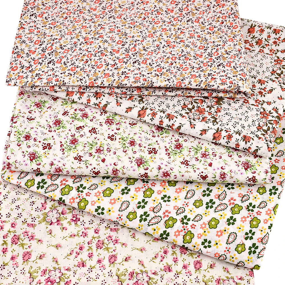 Thin Classical Flowers Design 100% Cotton Fabric Sewing Tissue Textiles, Doll Cloth Patchwork Scrapbooking Beginner\'s Practice