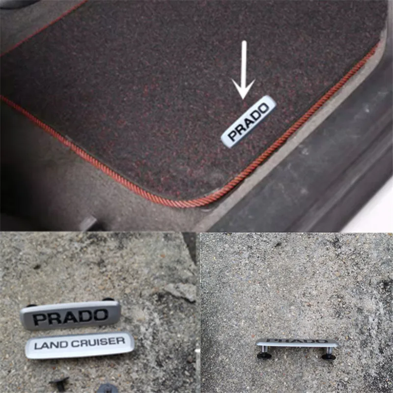 1pcs Car Mat Emblem Sticker with screws For PRADO Land Cruiser 90 100 120 150 200 LC70 LC76 LC100 LC200 LC300 Accessories