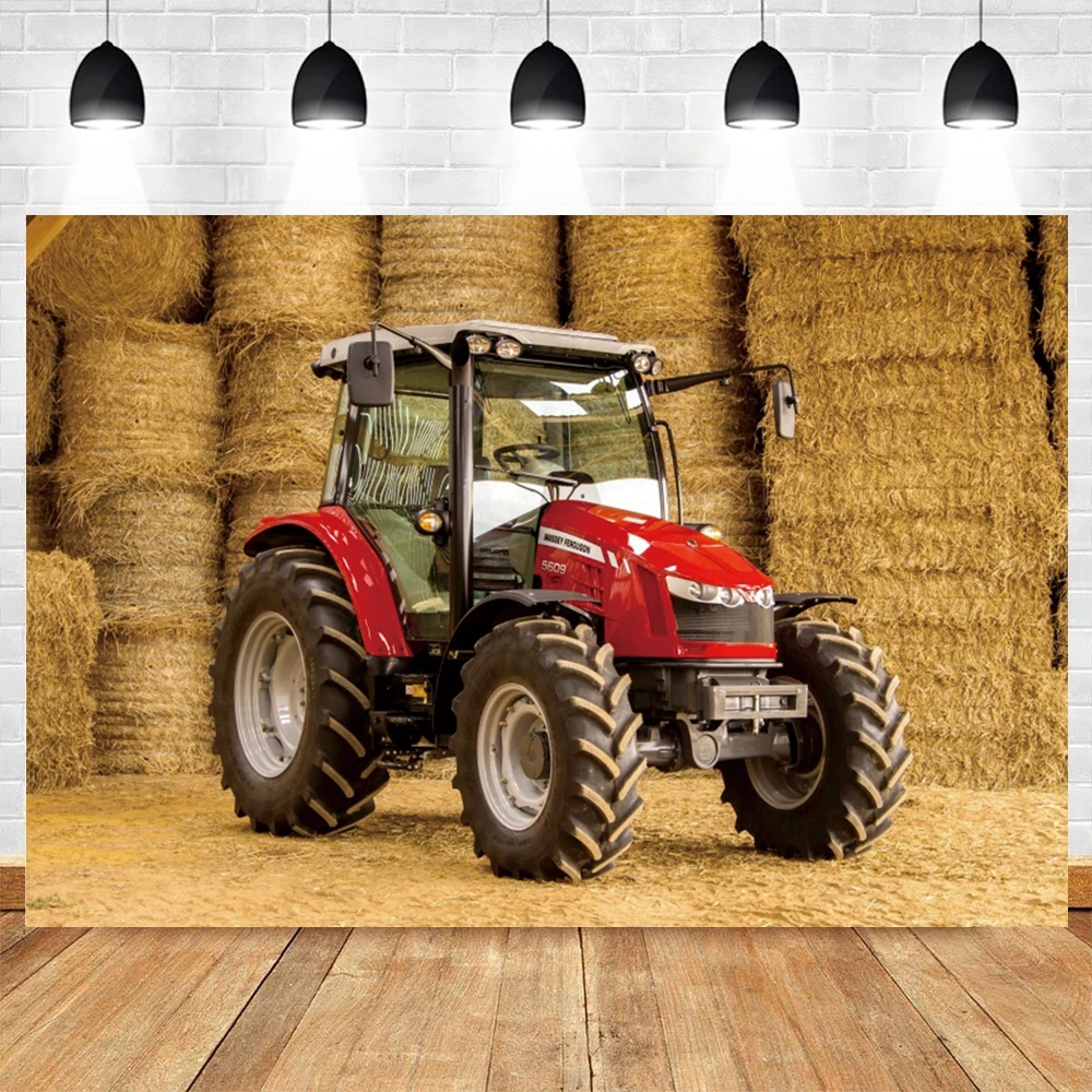 Boerderij Tractor Scène Achtergrond Magazijn Hooiberg Landelijke Agrarische Baby Portret Fotografie Achtergrond Fotostudio