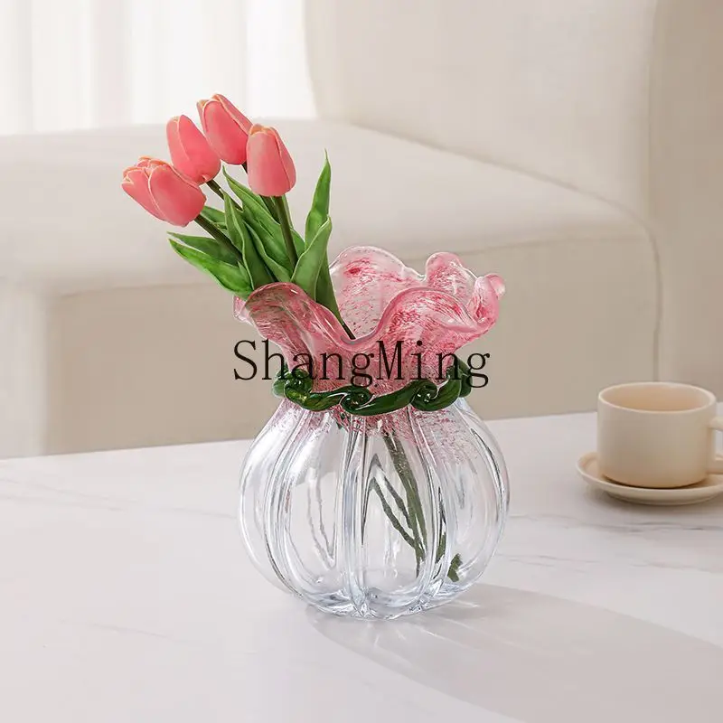 

CL Baicai Medieval Glass Vase Living Room Open Cabbage Folds Versatile Water Cultivator