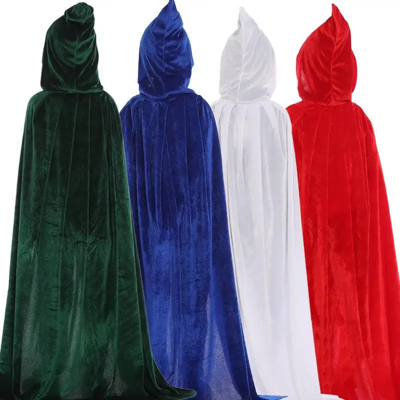 Jubah Penyihir Musim Semi Gugur untuk Bermain Peran, Kostum Pentas Tari, Mantel dengan Tudung, Pakaian Penyihir Wanita, Busana Wanita