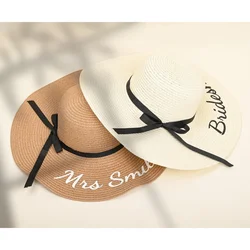 Personalized Bride Beach Hat, Bridesmaid Gifts, Floppy Hats, Custom Beach Hat, Bachelorette Party Gifts Wedding Beach Party Gift