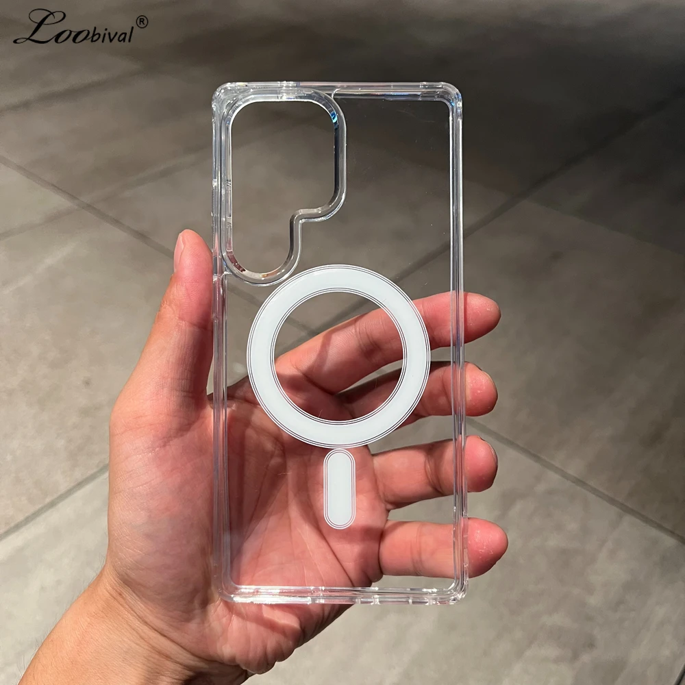 Transparente Acryl-Magnetische Hülle für Samsung Galaxy S25 S24 S26 Ultra S22 S23 Plus S21 FE A16 A15 A55 A35 Klare Schlanke Abdeckung