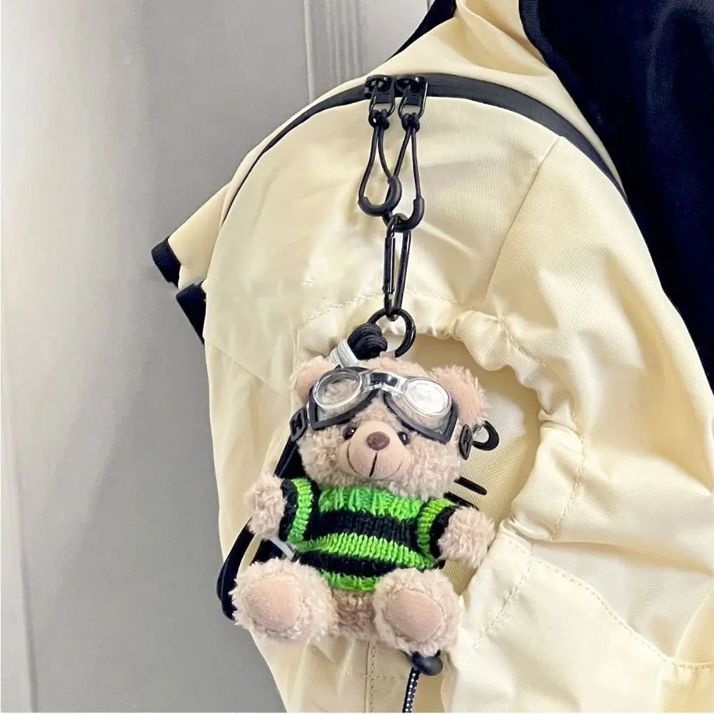 Key Chain Pilot Bear Keychain Creative Bag Pendant Stuffed Animal Plush Key Ring Decoration Plushies Toys Couple Kids